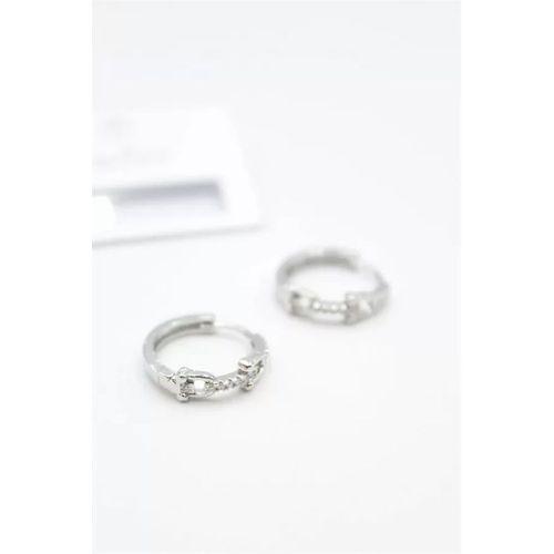 Taşlı Halka Küpe - Gümüş