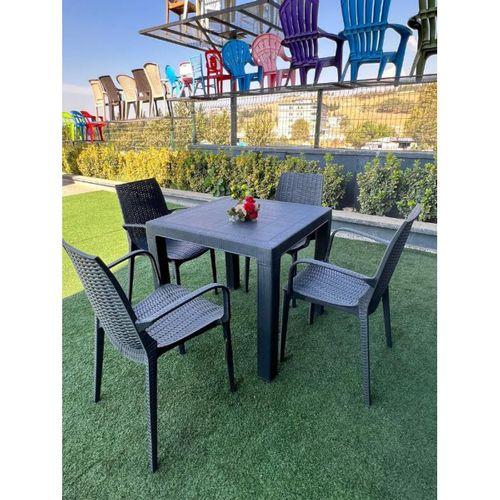 Mandella Elit Rattan 80x80 Nirvana Koltuk Masa Takımı Antrasit