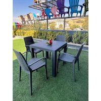 Mandella Elit Rattan 80x80 Nirvana Koltuk Masa Takımı Antrasit