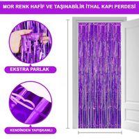 Mor Ekstra Metalize Saçaklı Arka Fon Perde