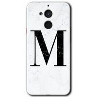 General Mobile GM 8 Kılıf HD Desen Baskılı Arka Kapak - Beyaz Mermer Desenli M Harfi