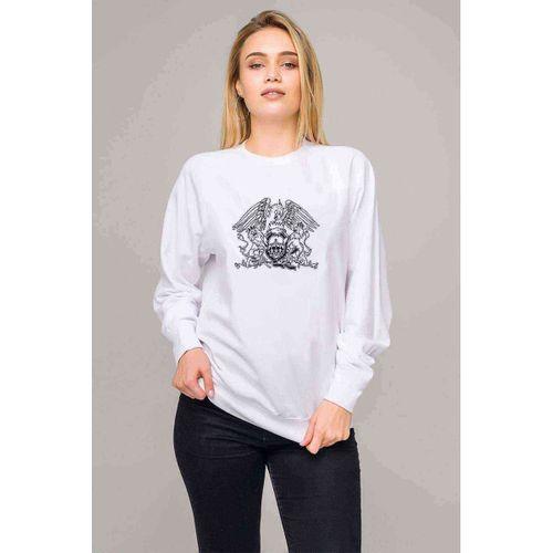 Bohemian Rhapsody Logo Baskılı Beyaz Kadın Sweatshirt