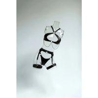 Siyah Harness Takım Zincir Detaylı Jartiyerli Suni Deri - Brf1330