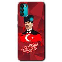 MRCİLETİSİM General Mobile GM 21 Plus Kılıf HD Desen Baskılı Arka Kapak + Temperli Cam - Atatürkiye