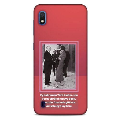 Samsung Galaxy A10 Kılıf Atatürk (5) Koruma Kabı Açık Kırmızı