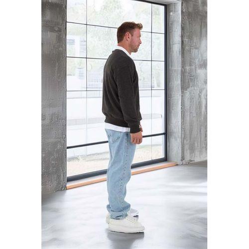 Polo Yaka Selanik Örme Kumaş Erkek Sweatshirt - Füme