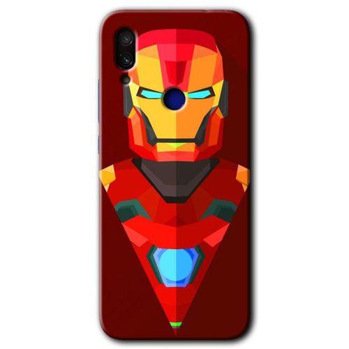 MRCİLETİSİM Xiaomi Redmi Note 7 Kılıf HD Desen Baskılı Arka Kapak+Temperli Cam - İron Man Çizim