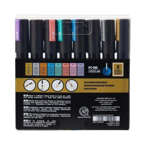 UNİBALL POSCA (1.8-2.5) SU BAZLI BOYAMA MARKÖRÜ METALİK 8'li SET ( N ) (UNİ-PC-5M)/ 8C MC SET