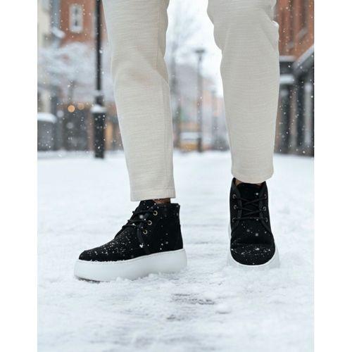 BA0550 İçi Kürklü Bağcıklı Siyah Erkek Tarz Spor Bot