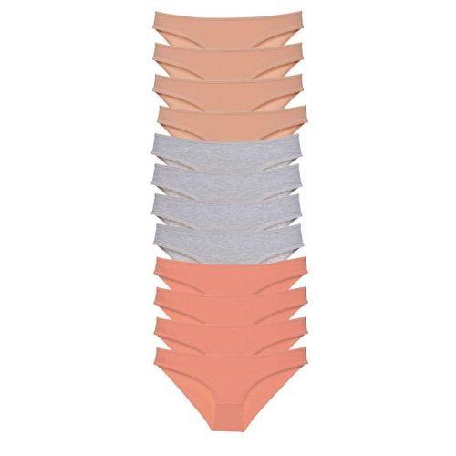 12 Adet Süper Eko Set Likralı Kadın Slip Külot Ten Gri Pudra