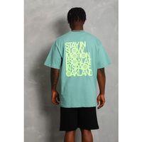 Unisex Oversize Baskılı Bisiklet Yaka T-Shirt - Mint Yeşili
