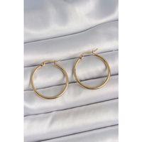316 Çelik Gold Renk 27 mm Halka Model Kadın Küpe