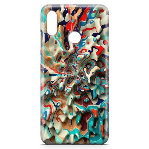 Huawei Y7 Prime 2019 Kılıf Mermer Cam Göbeği Arka Kapak Koruma Desenli Full Koruyucu