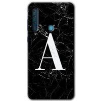 Potkal Hediye Fabrikası Samsung Galaxy A9 2018 Kılıf HD Desen Baskılı Arka Kapak - Siyah Mermer Desenli A Harfi
