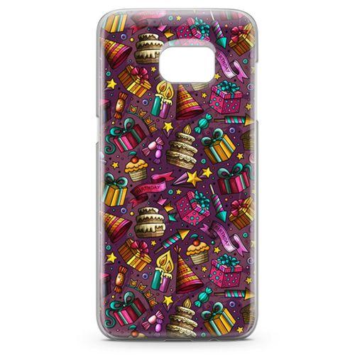 Samsung Galaxy S7 Edge Kılıf Parti Malzemeleri Doodle Arka Kapak Koruma Desenli Full Koruyucu