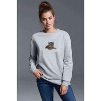 Yorkie Poodle Baskılı Gri Kadın Sweatshirt