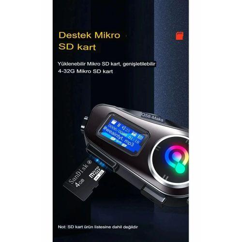 Q58-max Radyolu 2 Kişi Bağlantılı Bluetooth Kask Kulaklık Ekranlı Fenerli Müzik Ve Telsiz Intercom