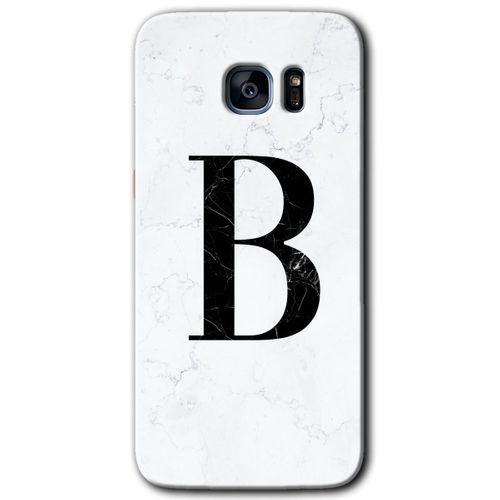 Potkal Hediye Fabrikası Samsung Galaxy S7 Edge Kılıf HD Desen Baskılı Arka Kapak - Beyaz Mermer Desenli B Harfi
