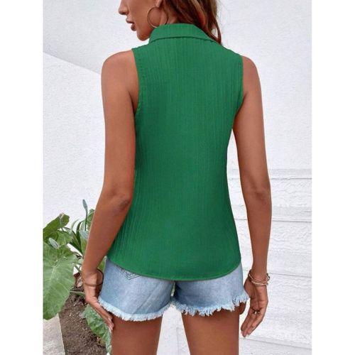 Kadın Sıfır Kol Pamela Kumaş Gömlek