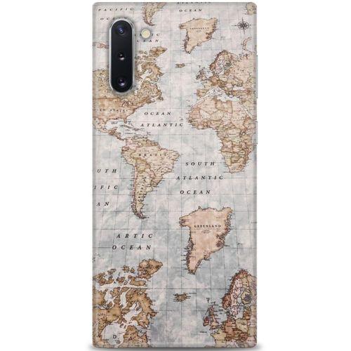 Samsung Galaxy Note 10 Kılıf HD Baskılı Kılıf - Dünya Haritası + Tam Ekran Koruyucu