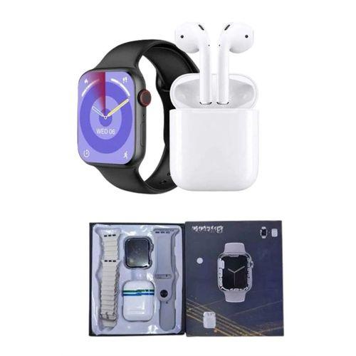 Akıllı Saat Gümüş Kasa Bluetooth Kulaklık Hediyeli Çok Fonksiyonlu İkili Set