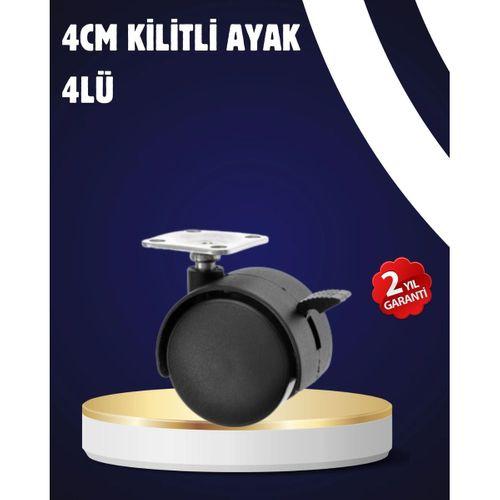 4’lü Kilitli Tekerlek Ayak 4 Cm Sessiz Ve Dayanıklı