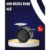 4’lü Kilitli Tekerlek Ayak 4 Cm Sessiz Ve Dayanıklı