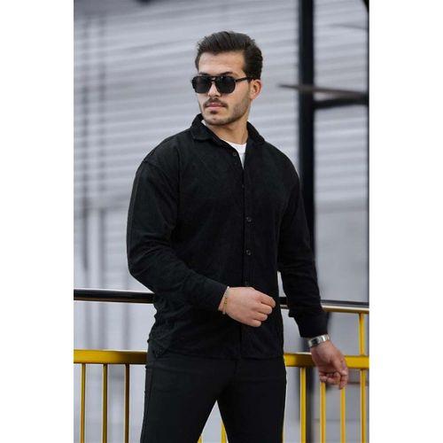 Fitilli Erkek Kadife Gömlek - Siyah