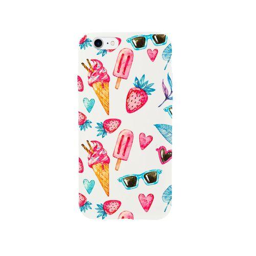 iPhone 7 Summer Çilek Premium Beyaz Lansman Silikonlu Kılıf