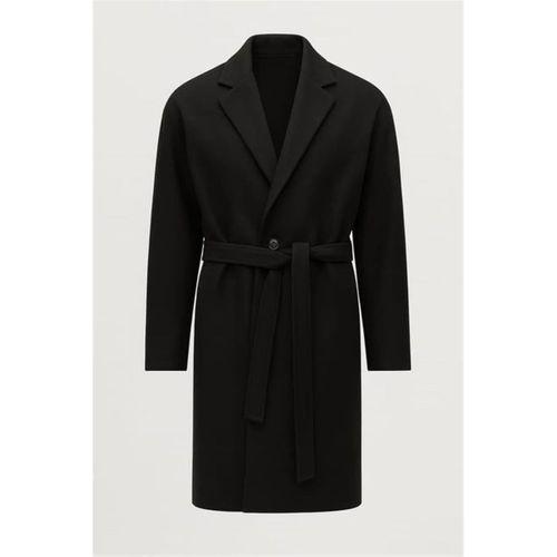 Carlo Oversize Kaşe Kumaş Yan Cepli Kışlık Erkek Kaban - Siyah