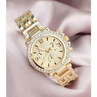 Zarif Ve Şık Özel Tasarım Zirkon Taşlı Metal Bayan Kol Saati gold