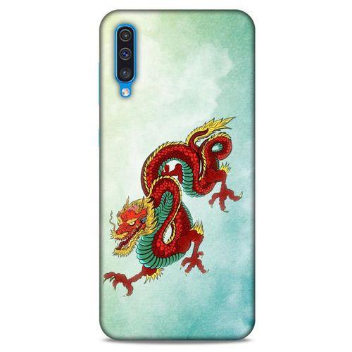 Samsung Galaxy A30s Kılıf Dragons (25) Antişok Kapak Tatoo Sarı Kırmızı Ejderha