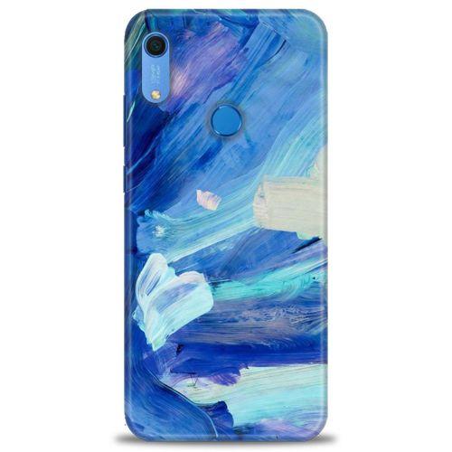 Huawei Y6S Kılıf HD Baskılı Kılıf - Mavi Beyaz + Tam Ekran Koruyucu