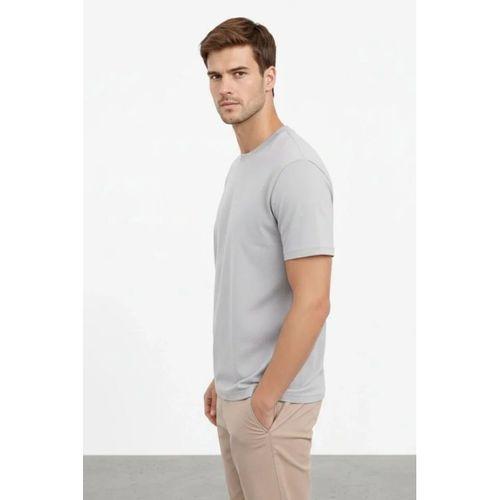 Erkek Bisiklet Yaka Tişört Regular Kalıp Basic Pamuklu Günlük Kullanım T-shirt - Gri