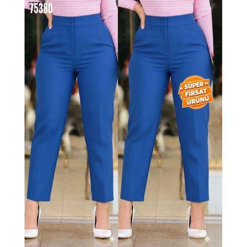 Kadın üste Oturan Paçası Bilek üzerinde Biten Krep Kumaş Pantolon 36 (S) - 50 (5XL)