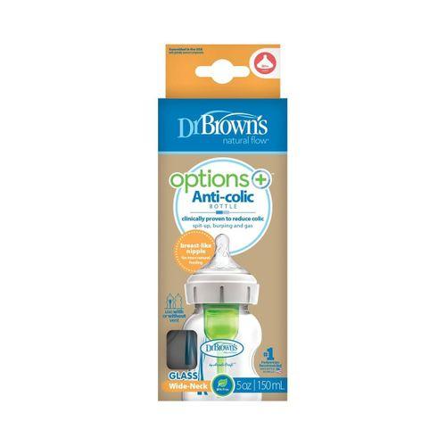 Dr Brown's Dr Brown's Geniş Ağız Anti Kolik Options+ Cam Biberon 150 ml