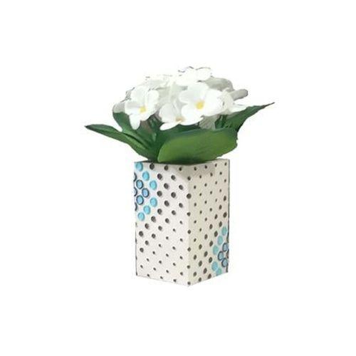 2 Adet Vazo Dahil,Vazoda Çiçek,Beyaz Yapay Çiçek,Vazo Dekoratif  Puanlı Poliresin 6X6X15Cm