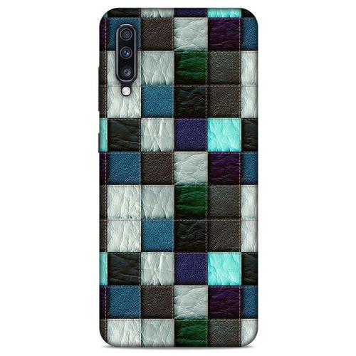 Samsung Galaxy A70 Kılıf Patchwork (46) Core Armor Kılıf Gri Cam Göbeği
