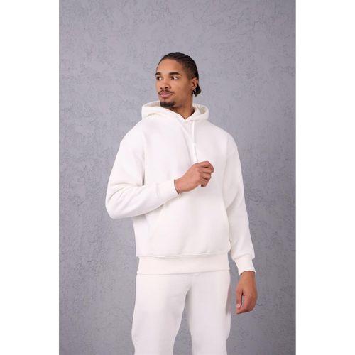 Şardonlu Kanguru Cepli Sweatshirt - 3 İplik Şardonlu Lastik Paça Erkek Eşofman Altı- Eşofman Takımı - Ekru