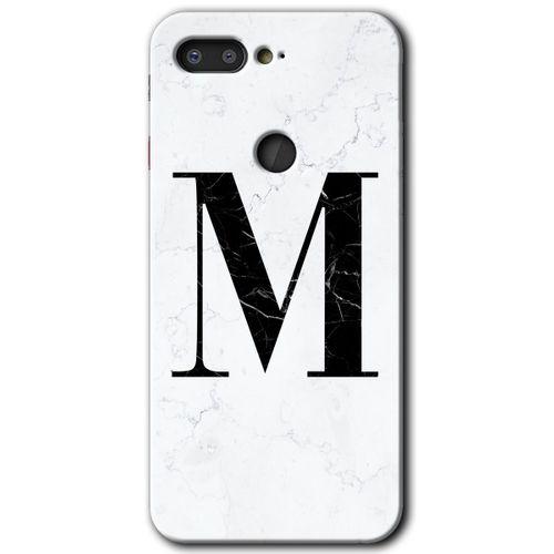 MRCİLETİSİM MRCİLETİSİM General Mobile GM 9 Pro Kılıf HD Desen Baskı Arka Kapak+Temperli Cam-Beyaz Mermer Desenli M Harfi