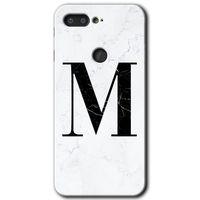 MRCİLETİSİM MRCİLETİSİM General Mobile GM 9 Pro Kılıf HD Desen Baskı Arka Kapak+Temperli Cam-Beyaz Mermer Desenli M Harfi