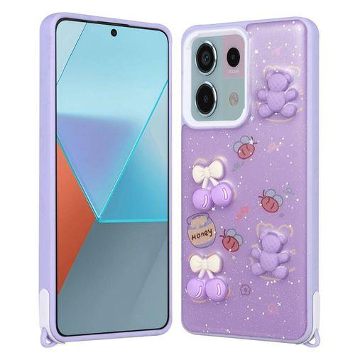 Xiaomi Redmi Note 13 Pro 5G Kılıf Parlayan Simli Kabartma Figürlü Zore Cevze Kapak