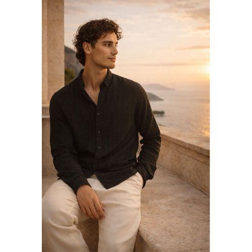 Bien Pamuk Keten Erkek Gömlek - Siyah