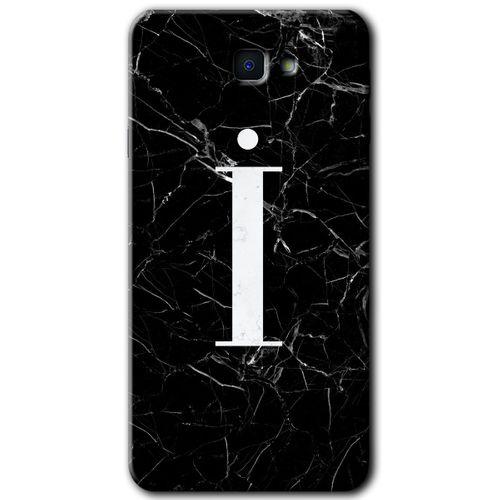Galaxy J7 Prime 2 Kılıf HD Desen Baskılı Arka Kapak - Siyah Mermer Desenli İ Harfi