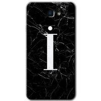 Galaxy J7 Prime 2 Kılıf HD Desen Baskılı Arka Kapak - Siyah Mermer Desenli İ Harfi