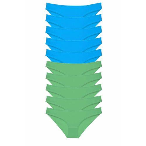 10 adet Süper Eko Set Likralı Kadın Slip Yeşil Mavi