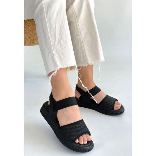 Jake Siyah Hasır Cilt Sandalet