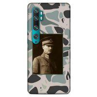 Xiaomi Mi Note 10 Pro Kılıf Atatürk (16) Kalın Kılıf Kamuflaj Açık Yeşil
