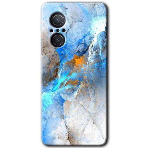 MRCİLETİSİM Huawei Nova 9 SE Kılıf HD Desen Baskılı Arka Kapak+Temperli Cam - Mavi Buzul