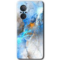 MRCİLETİSİM Huawei Nova 9 SE Kılıf HD Desen Baskılı Arka Kapak+Temperli Cam - Mavi Buzul